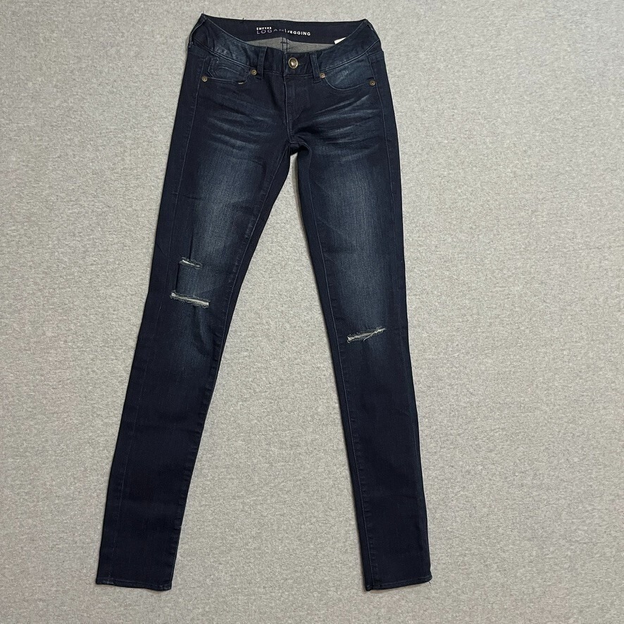 Empyre Jeans Womens 0 Blue Jeggings Logan Distressed Ripped Faded Denim